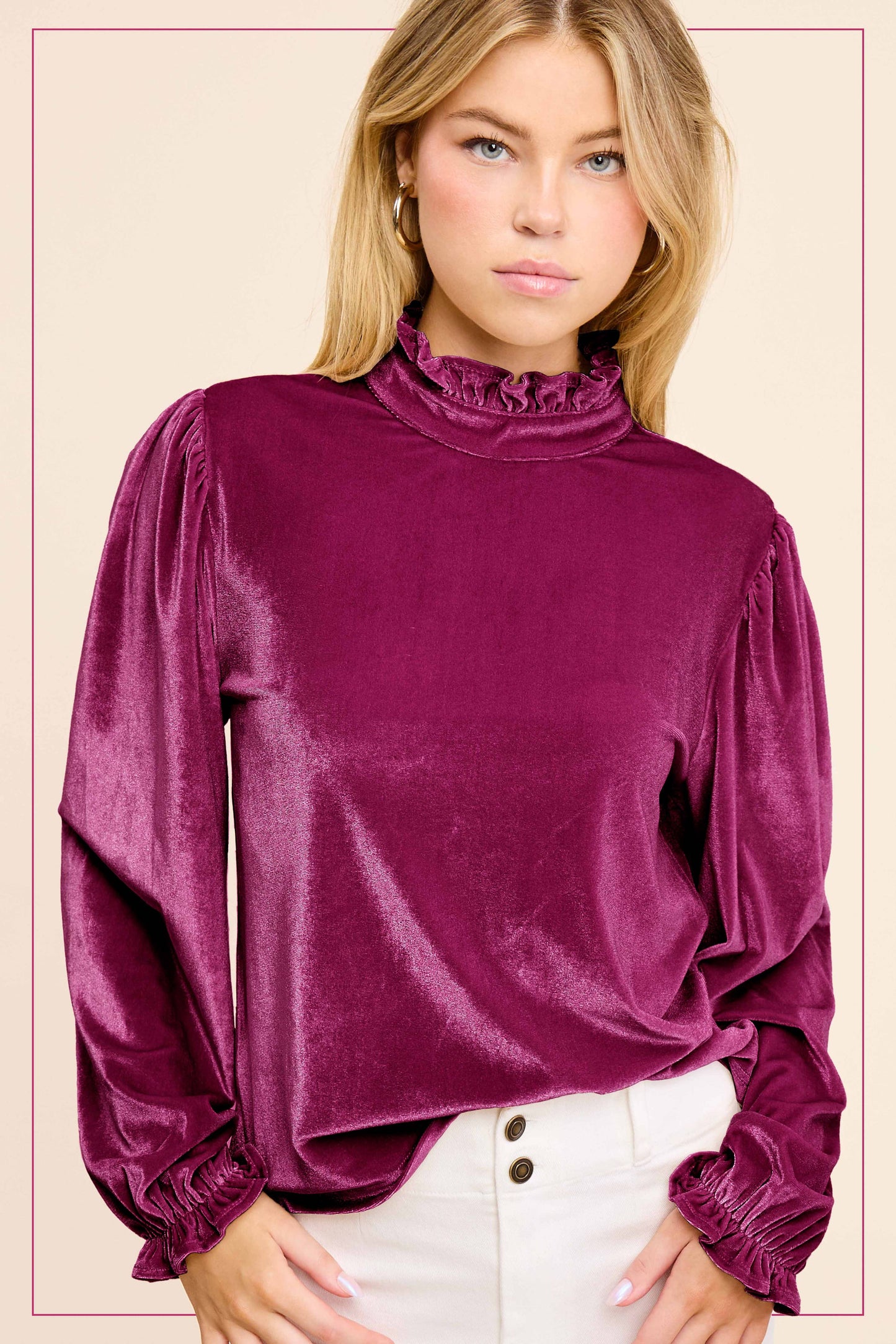 Lily Velvet Long Sleeve Blouse