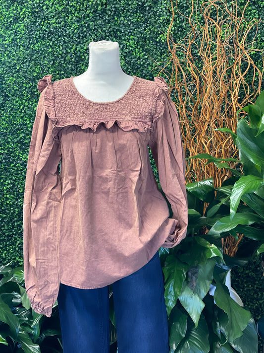 Heather Smocked Neck Blouse