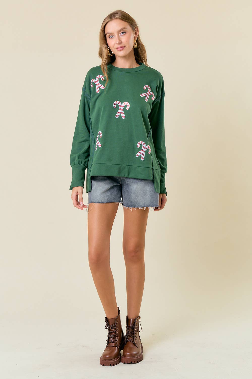 Sequin Candy Cane Sweatshirt